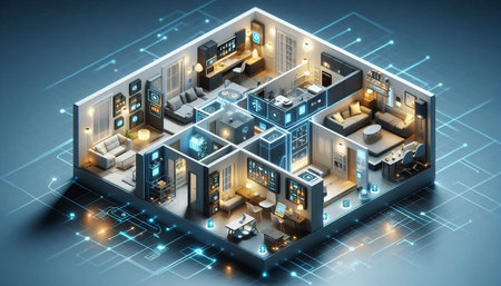 3d isometric illustration of a smart home