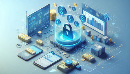 Cyber security and data protection concept. 3d illustration of a cyber security concept