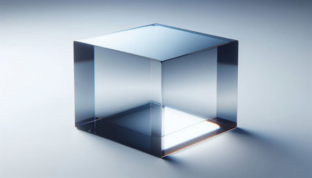 glass cube on a white background, 3d rendering, computer digital image