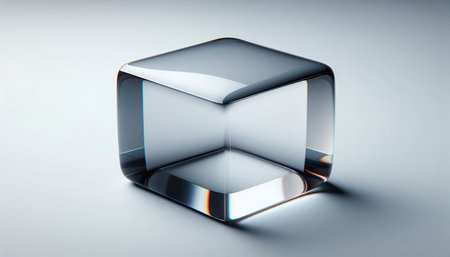 crystal cube on a white background, 3d render, square