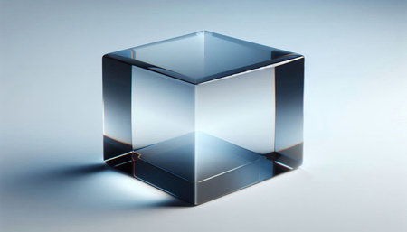 Transparent glass cube on a white background. 3d rendering.