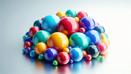3d render of colorful balls on white background. Abstract background.