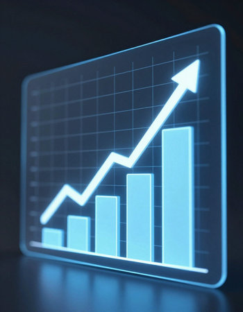 Highly rendering of business graph on dark background. 3d illustration.