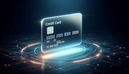 3d rendering of a credit card in front of a circuit background