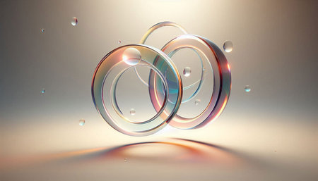 Abstract 3d rendering of glass circles on a white background. Design element.の写真素材