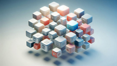 3d rendering of abstract cube structure in white background,digital art works.