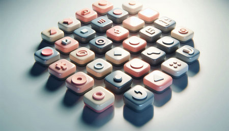 Calculator buttons on a white background. Toned image.