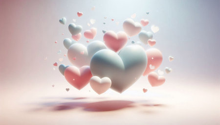 Valentine's day background with heart shape balloons. 3D rendering