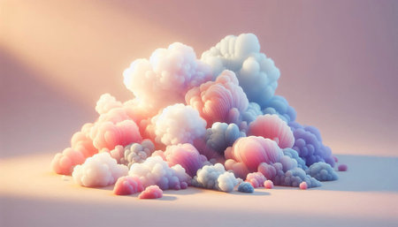 3d rendering of abstract background with colorful clouds in pastel colors
