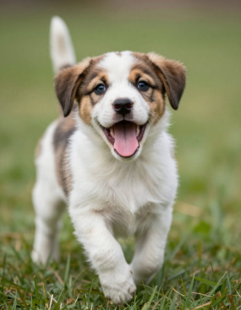 Adorable purebred puppy photographed outdoors in the nature on a sunny day.