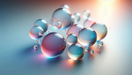 Bubbles in water on white background. 3D illustration.