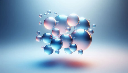 Bubbles on a blue background. 3d rendering, 3d illustration.