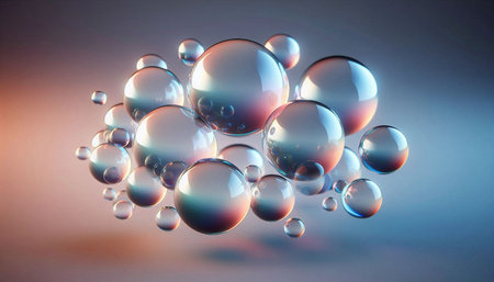 Bubbles in water. Abstract background. 3D rendering.