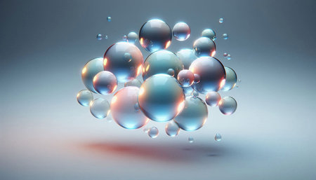 3d rendering of a group of colorful bubbles floating in the air