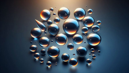 Water drops on a dark background. 3d rendering, 3d illustration.
