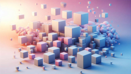 3d rendering of abstract background with cubes. 3d illustration.