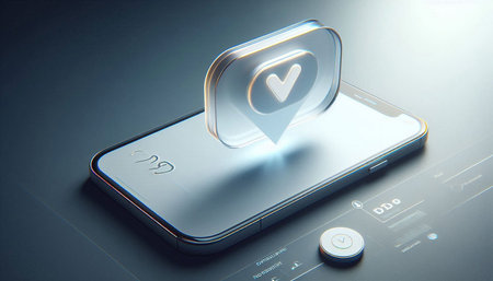 Smartphone with check mark icon on the screen. 3d render