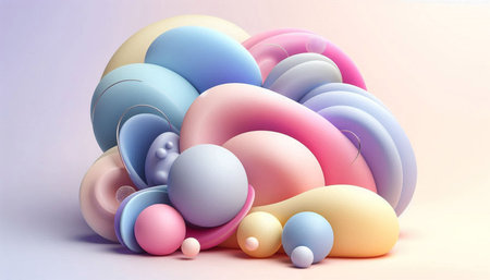 3d rendering of abstract background with geometric shapes in pastel colors