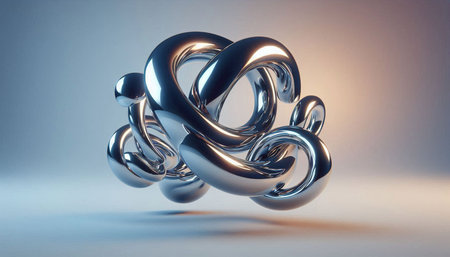 3d illustration of metallic rings on a gray background. 3d rendering