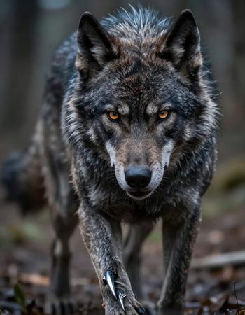 Grey wolf (Canis lupus) in the forest.の写真素材