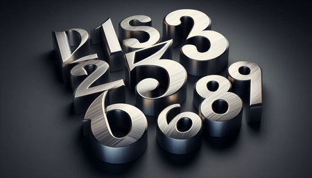 Metal numbers on a dark background. 3d illustration. Computer generated image.