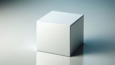Blank white box on a grey background, 3d render.