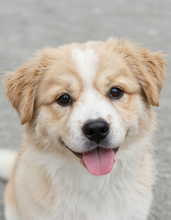 Portrait of a cute purebred puppy dog in the park.