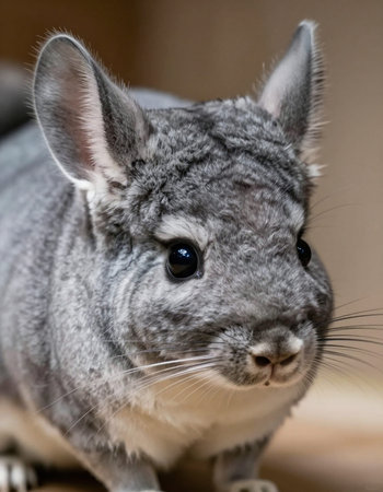 Portrait of a gray chinchilla. Close-up.