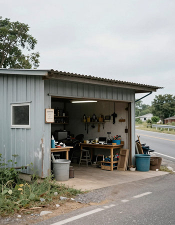 Coffee shop on the road in the countryside of Thailand.