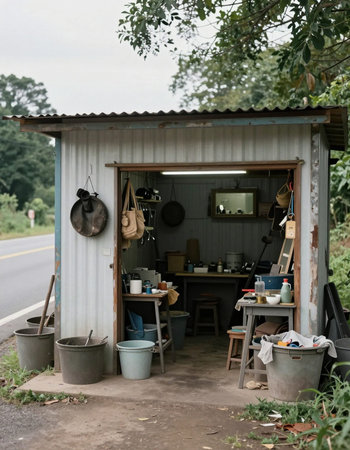 Coffee shop on the street in the countryside of Thailand.