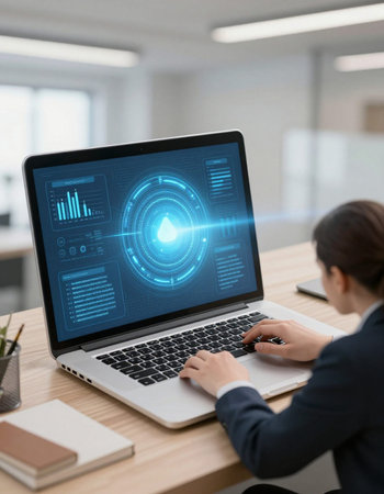 business, technology, internet and networking concept - close up of businesswoman working with...