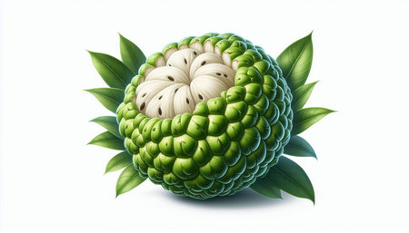 Custard apple isolated on white background. 3d illustration.