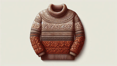 Illustration of a knitted sweater with a pattern on a white background