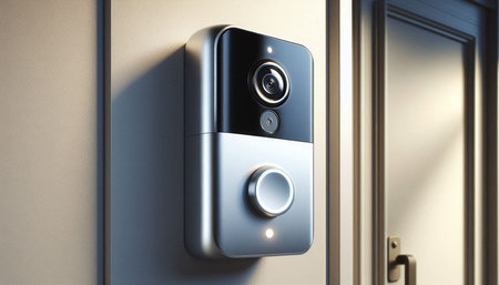 Close-up of an electronic door lock. 3D rendering.