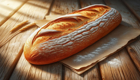 Bread on a wooden table, close-up. Bakery products