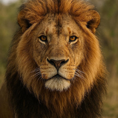 Portrait of a male lion (Panthera leo)