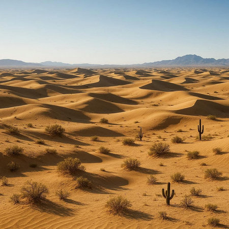 Desert landscape with cactuses in the Namib Desert, Namibia