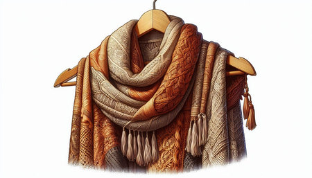 Hanger with a warm scarf on a white background. 3d rendering