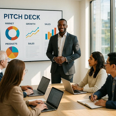 Group of business people working together in a boardroom. Multiethnic corporate business team.