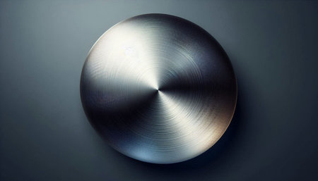 Stainless steel plate on a dark background. 3d rendering