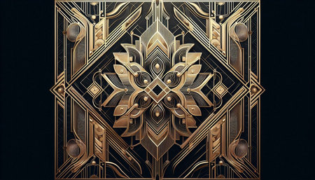 Luxury golden metal pattern on black background. 3d rendering