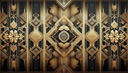 Luxury background with golden floral ornament. 3D illustration.