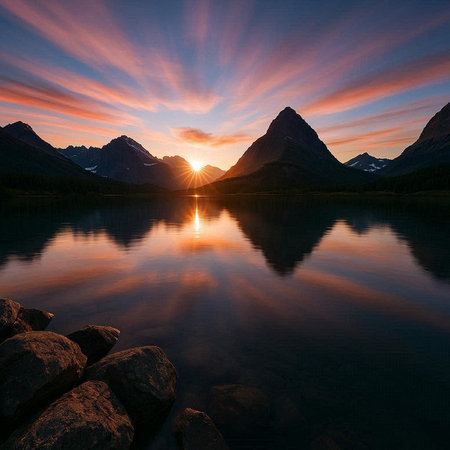Sunset in Glacier National Park, Montana, United States of America