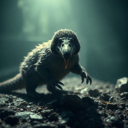 Portrait of a crow in a dark forest. Toned.