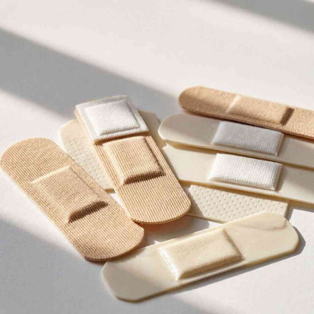 Medical sticking plasters on a white background. First aid kit.