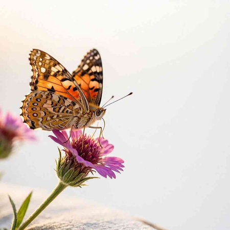 Butterfly on a purple flower. Selective focus. Nature.