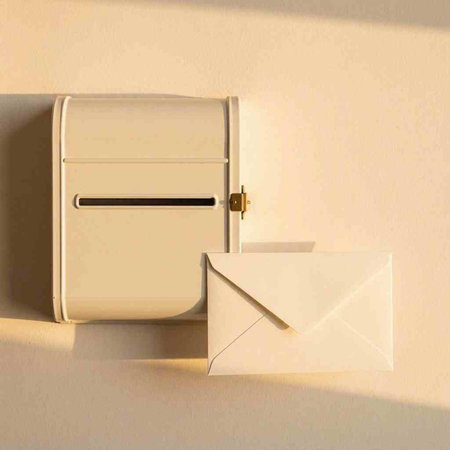Mailbox and envelope on the wall. 3D rendering illustration.