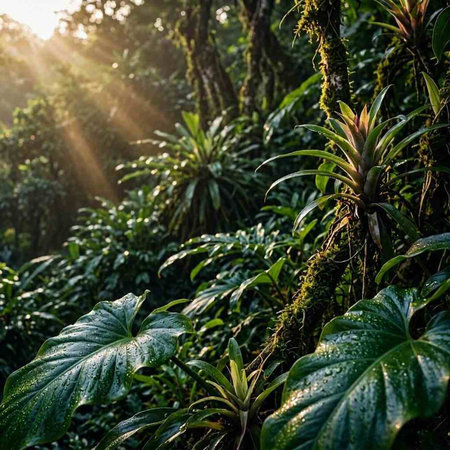 Beautiful tropical rainforest in the morning light. Bali island, Indonesia