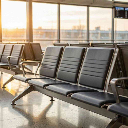Waiting area in the airport terminal. Waiting room with chairs.