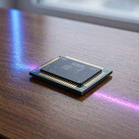 Central Processing Unit (CPU) on the table, close up.